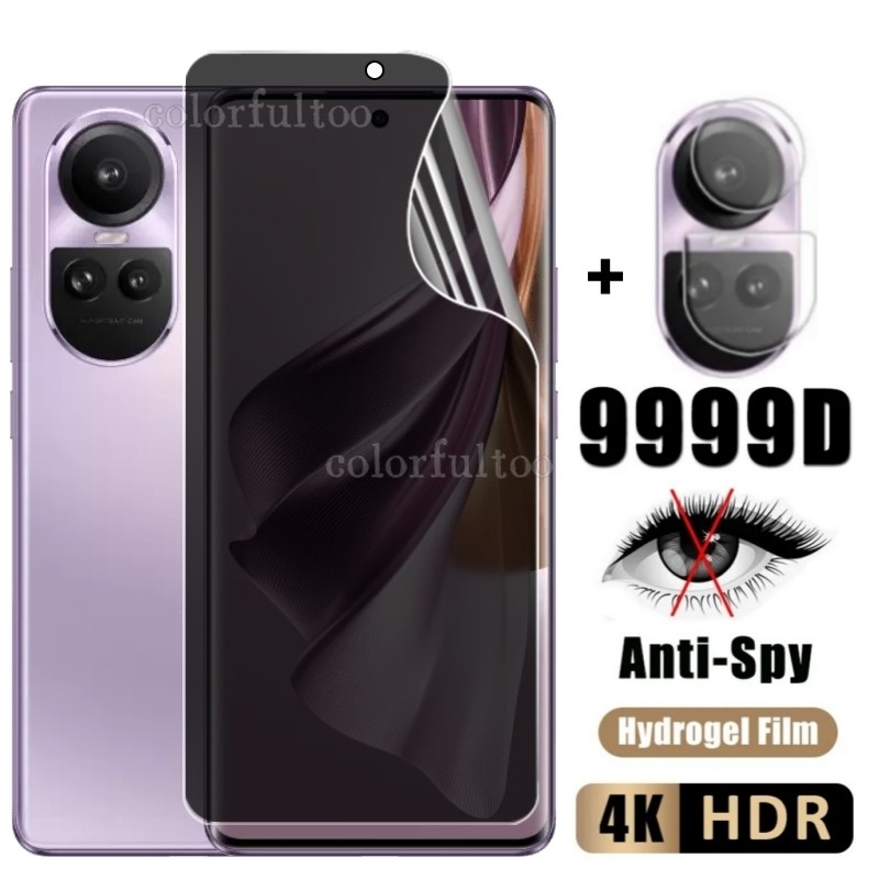 2in1 Anti-Spyความเป็นส่วนตัวHydrogelฟิล์มสําหรับOppo Reno 11 10 Pro Plus 10Pro + 11 F Reno10 Reno11Pro 5G 2024 เต็มรูปแบบด้านหน้านุ่มส่วนตัวHydrogelป้องกันหน้าจอกล้องเลนส์ฟิล์ม