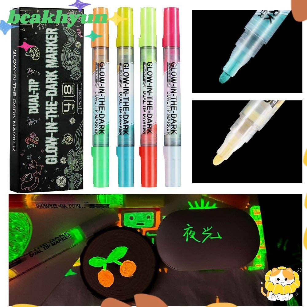 ปากกามาร์กเกอร์ BEAKHYUN, เรืองแสงปลายคู่ในปากกาเรืองแสงมืด, สีสัน DIY Graffiti มือวาดปากกาเมจิกปากก