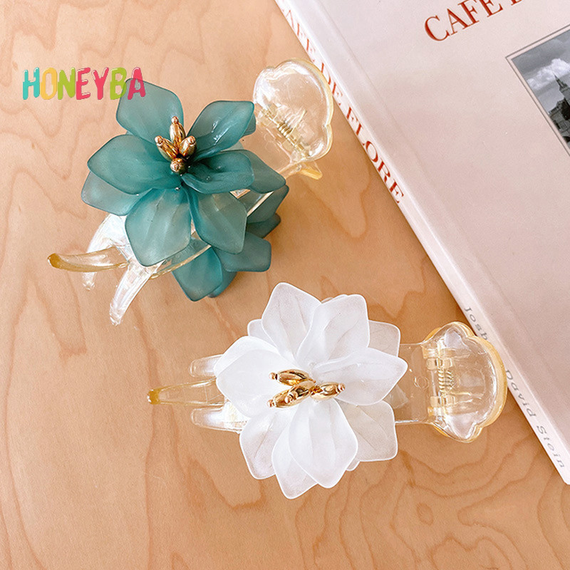 <Honeyba> ขั้นสูงelegant Camelliaดอกไม้โบว์ผมClawsคลิปฤดูใบไม้ผลิคลิปอุปกรณ์เสริมผมสําหรับผู้หญิงMeatballหัวจัดแต่งทรงผมNice