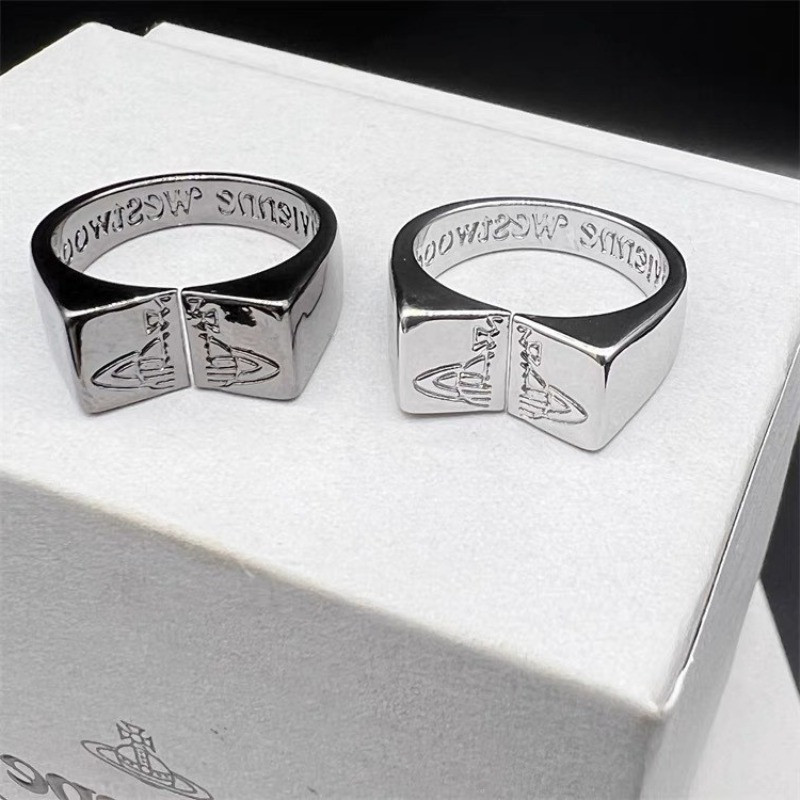 ยุโรปและอเมริกาใหม่เงินสีดําแตกดาวเสาร์เปิดแหวนสําหรับคู่รัก,ฮิปฮอปสไตล์พังก์แหวนสี่เหลี่ยมแนวโน้ม - รูปที่ 5