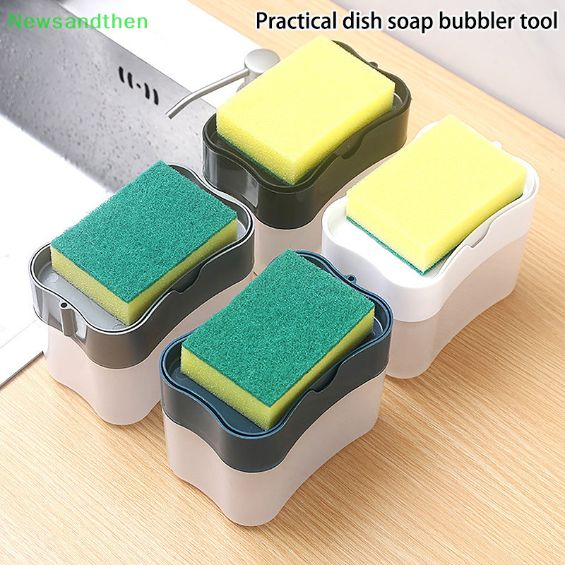 Newsandthen 1PC จานตู้ทําสบู่สําหรับห้องครัว,เครื่องจ่ายสบู่เหลวห้องครัว SoapDispenser พร้อมผู้ถือฟองน้ํา,การผลิตห้องครัวโฟมเครื่องมือ Nice