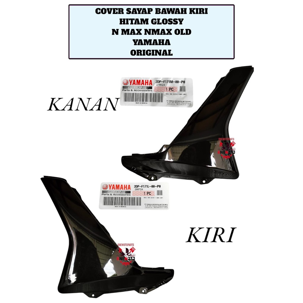 Orimoto - BOTTOM WING COVER RIGHT LEFT BLACK GLOSSY N MAX NMAX OLD YAMAHA ORIGINAL 2DP-F171M-00-P0 2