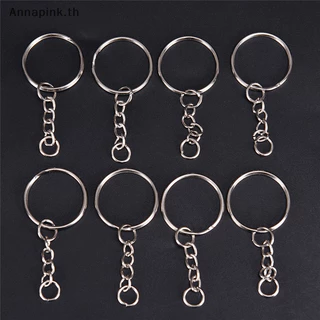 Annapink.th 50PCS 25mm ขัดเงินพวงกุญแจพวงกุญแจแยกแหวนสั้นพวงกุญแจ DIY EN