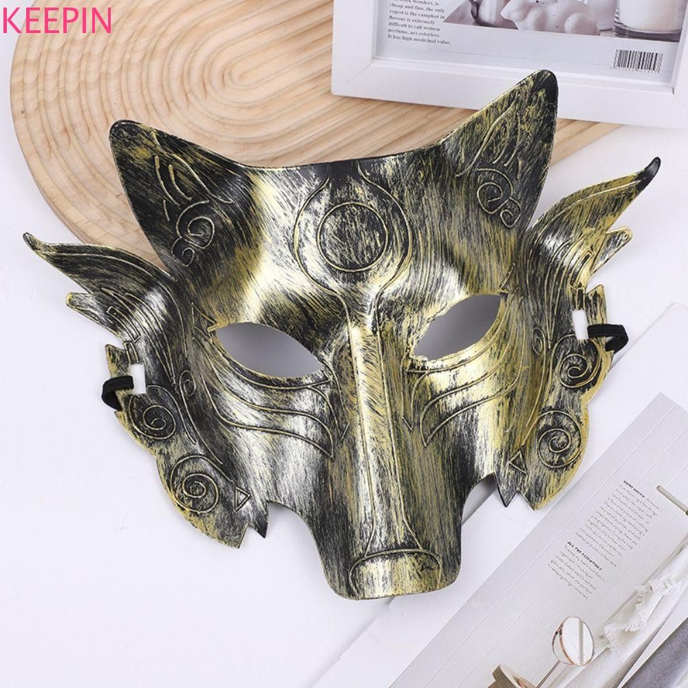 Keepin หน้ากากหมาป่า, หน้ากากฮาโลวีนสัตว์, อุปกรณ์ประกอบฉากเครื่องแต่งกายแบบเต็มหน้าพลาสติก Punk Wolf Masquerade Carnival