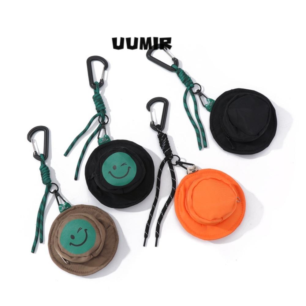 UUMIR กระเป๋าใส่เหรียญ,พวงกุญแจ ความจุขนาดใหญ่กระเป๋าหูฟัง,แฟชั่นยิ้มใบหน้าพิมพ์แบบพกพาซิปกระเป๋าเหรียญนักเรียน