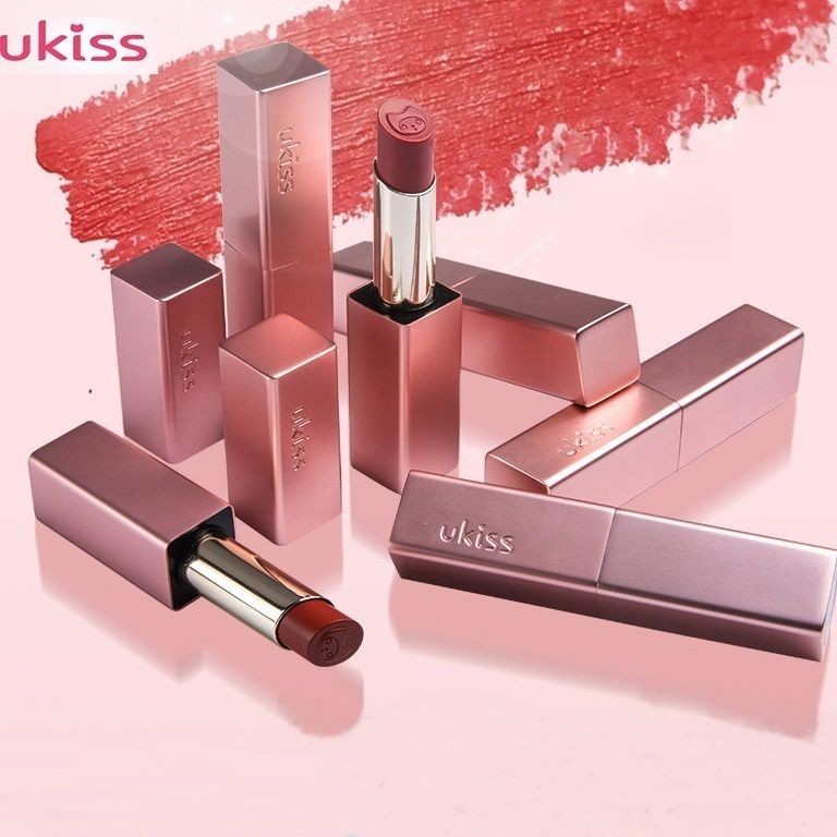 Ukiss Lip Glaze ลิปสติก Matte Long-Lasting Moisturizing ไม่ง่ายที่จะจางหาย Yokiss ฟักทองสีไม่มีกล่อง