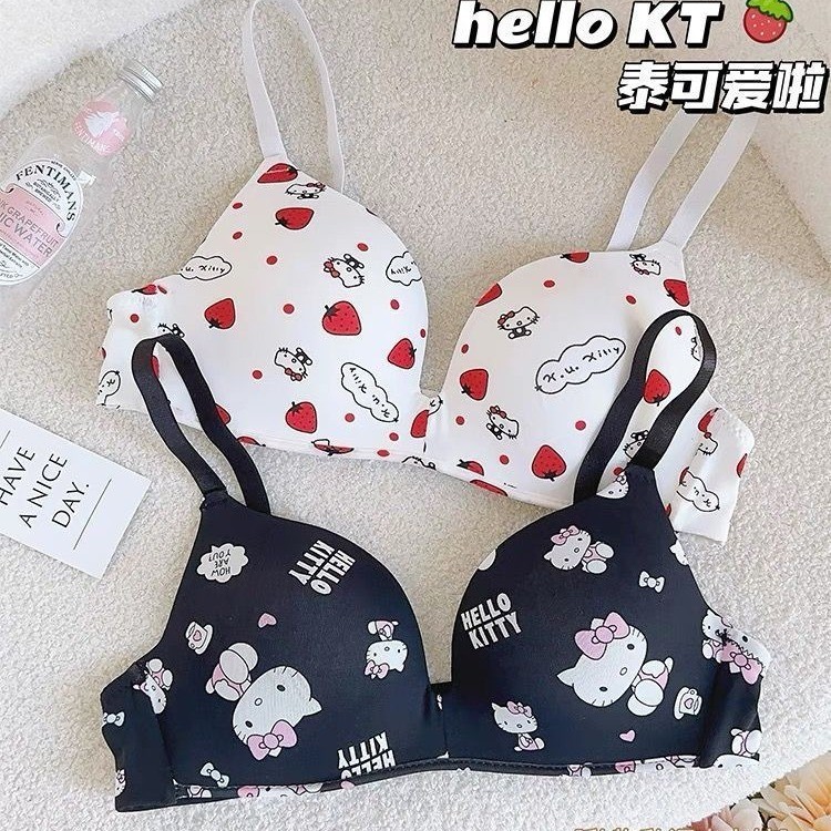 Hello Kitty Girl Bra ที่ไม่มีสายหนัง katie Anti-SLIP Small breast Push-Up ชุดชั้นในน่ารัก Sweet ราคา ถูกที่สุด ดีลบีเคเค แกลเลอรีภาพที่ 9