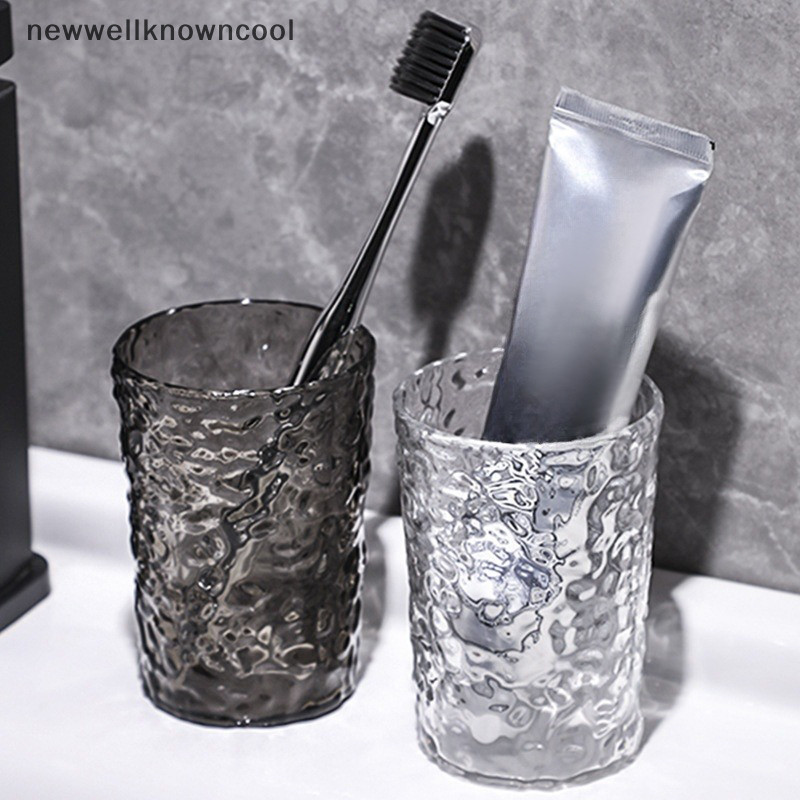 ใหม่wellknowncool พลาสติกน้ํายาบ้วนปากแปรงสีฟันถ้วย Handle Home Bathroom Tumblers แบบพกพาแก้วโปร่งใสผู้ถือแปรงสีฟัน AAD
