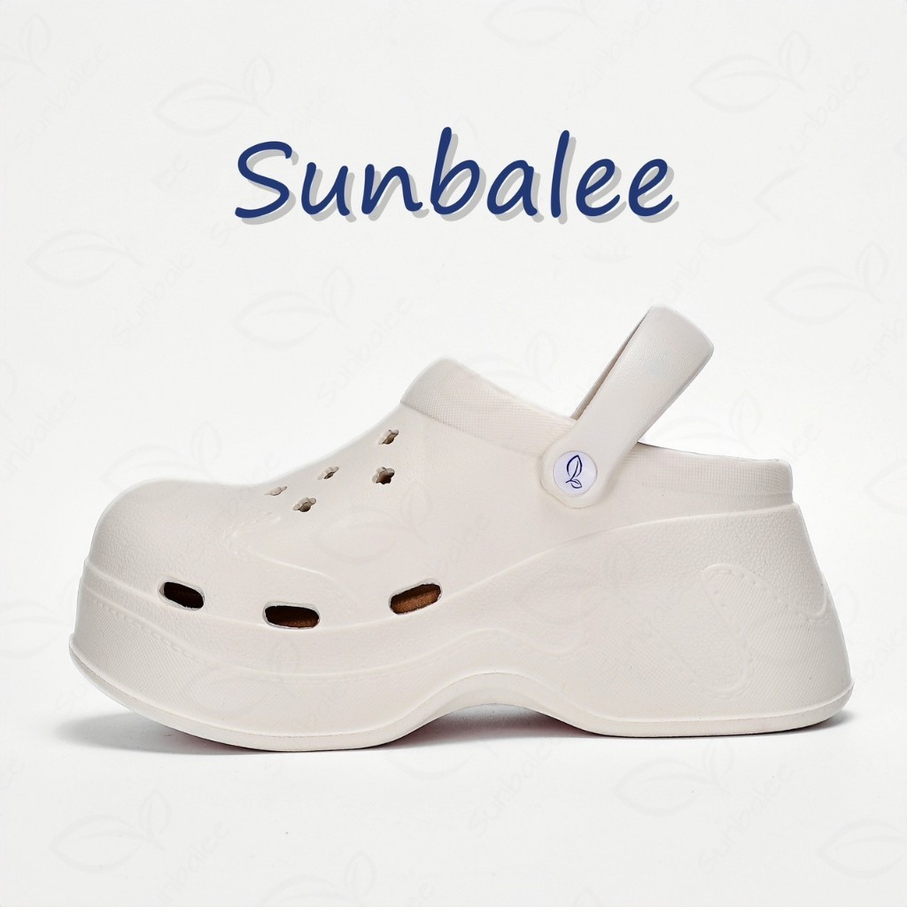 SUNBALEE 🌻 SUN4968 รองเท้าหัวโต แบบสวม ไม่แถมตัวติด มีสายรัดส้น สูง 9 เซน. วัสดุ EVA สินค้าพร้อมส่ง