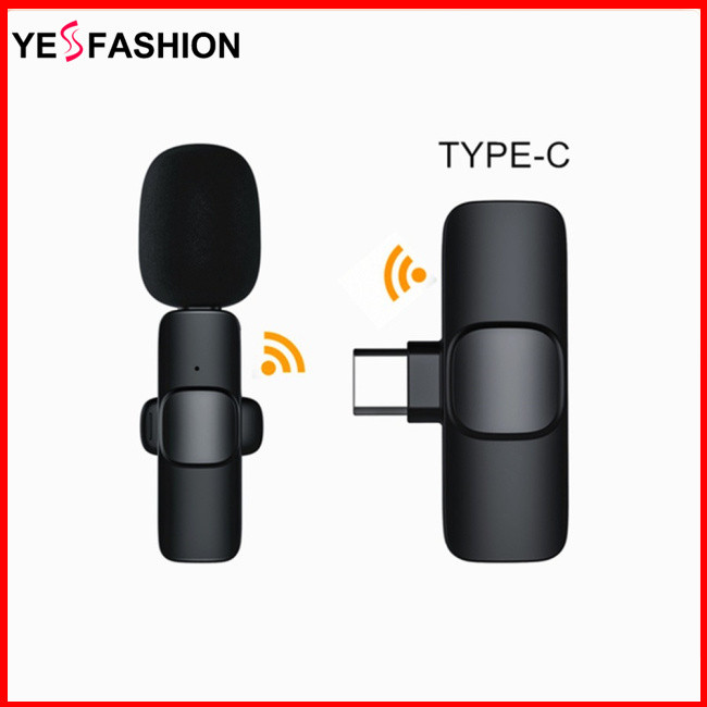 Yesfashion ไมโครโฟนไร้สายแบบหนีบเสื้อมืออาชีพปกลดเสียงรบกวนไมโครโฟนแบบหนีบเสื้อไร้สายสําหรับวิดีโอ