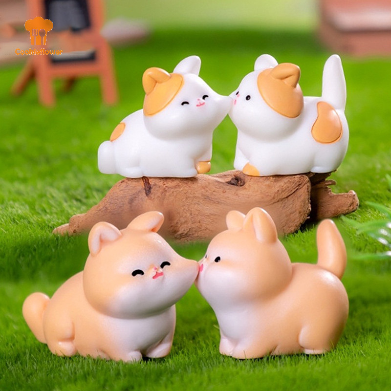 Ckfr Mini Kiss On Face สัตว์เล็กเครื่องประดับการ์ตูนกระต่ายแมวกบ Micro Landscape รุ่นรถภายในบ้านเดสก์ท็อปตกแต่งใหม่