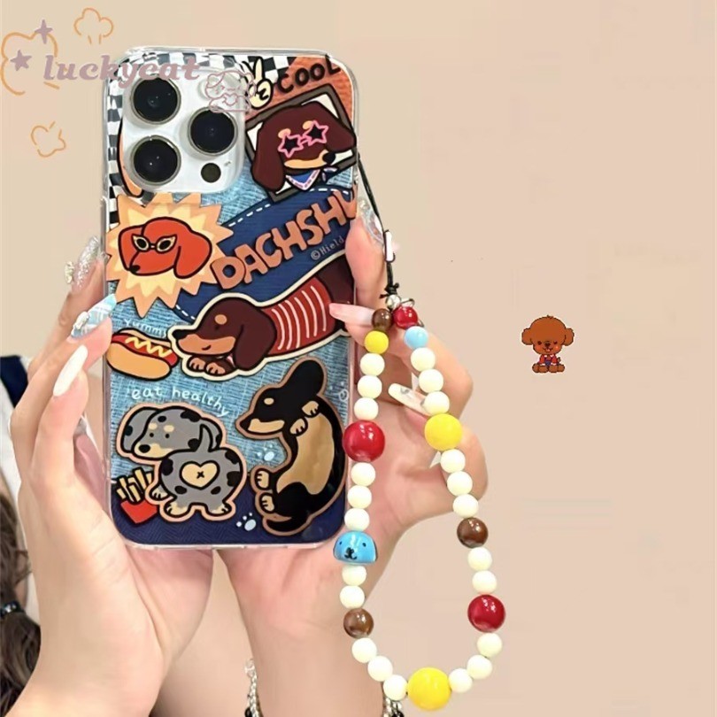 Iphone 16 15 14 13 12 11 Pro Max X Xr Xs Max 7 8 Plus SE2020 เคสโทรศัพท์บุคลิกภาพ Cool หล่อสุนัขรูปแบบ + Lanyard Clear Soft ฝาหลัง