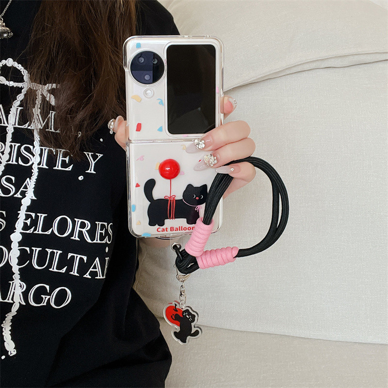 น่ารัก Black Cat Ball Clear Case OPPO Find N3 N2 Flip รูปที่ 6