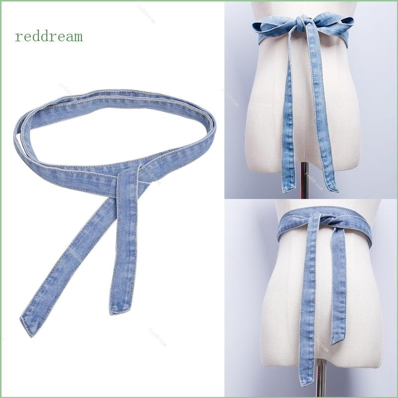 Redd อินเทรนด์ Self ผูก Denims เข็มขัดเข็มขัดเอวปรับได้สําหรับผู้หญิงเสื้อผ้า Accs