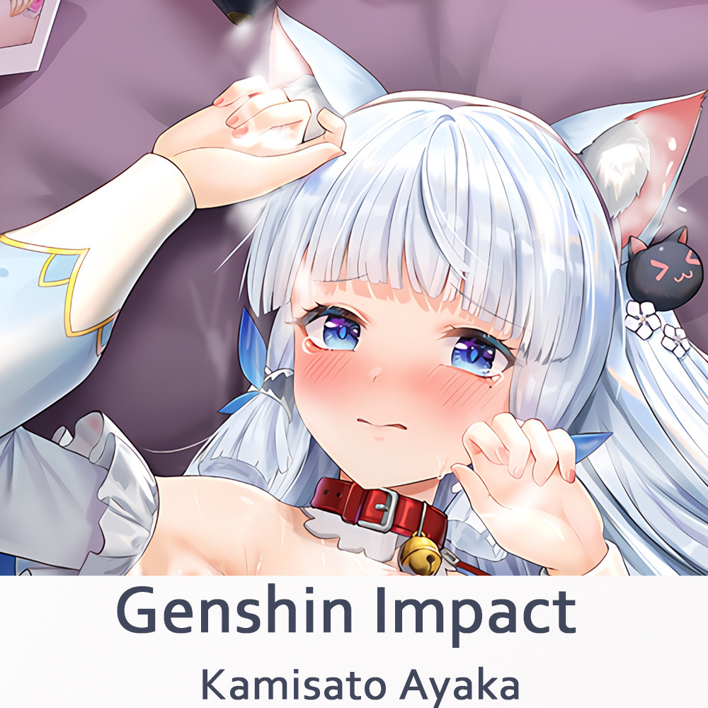 เกม Genshin Impact Kamisato Ayaka Dakimakura Fullbody กรณีสองด้านพิมพ์ DIY หมอนตกแต่ง