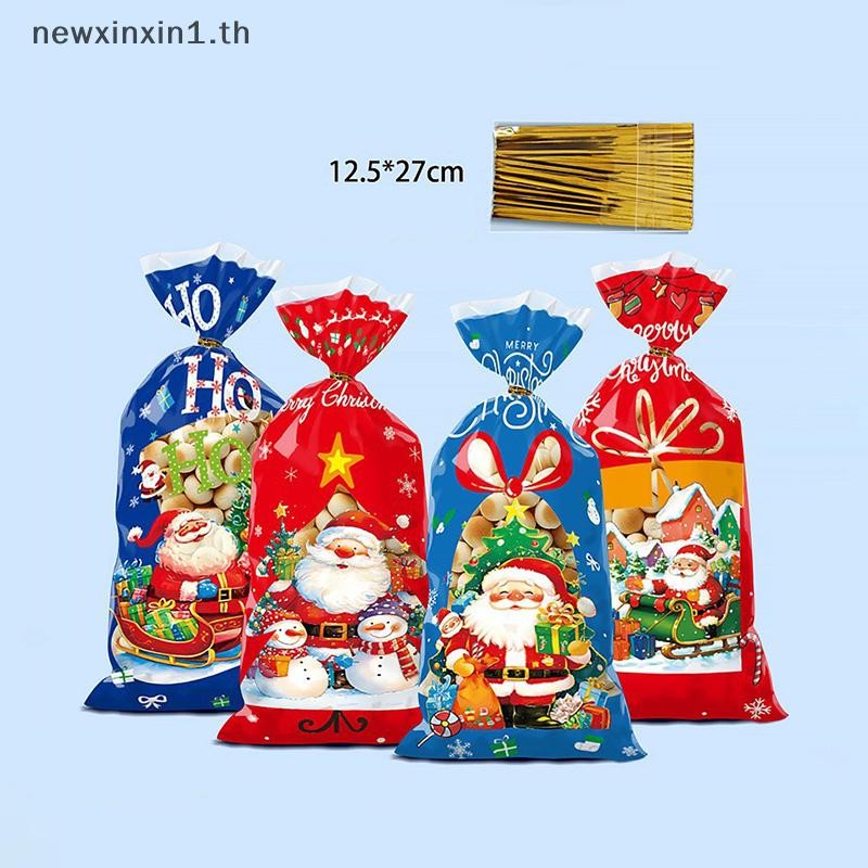 *NT * 50 ชิ้นคริสต์มาส Series ถุงขนมผูก 2024 คุกกี้คริสต์มาสถุงบรรจุ Santa Snowman ถุงของขวัญตกแต่งคริสต์มาส {T}