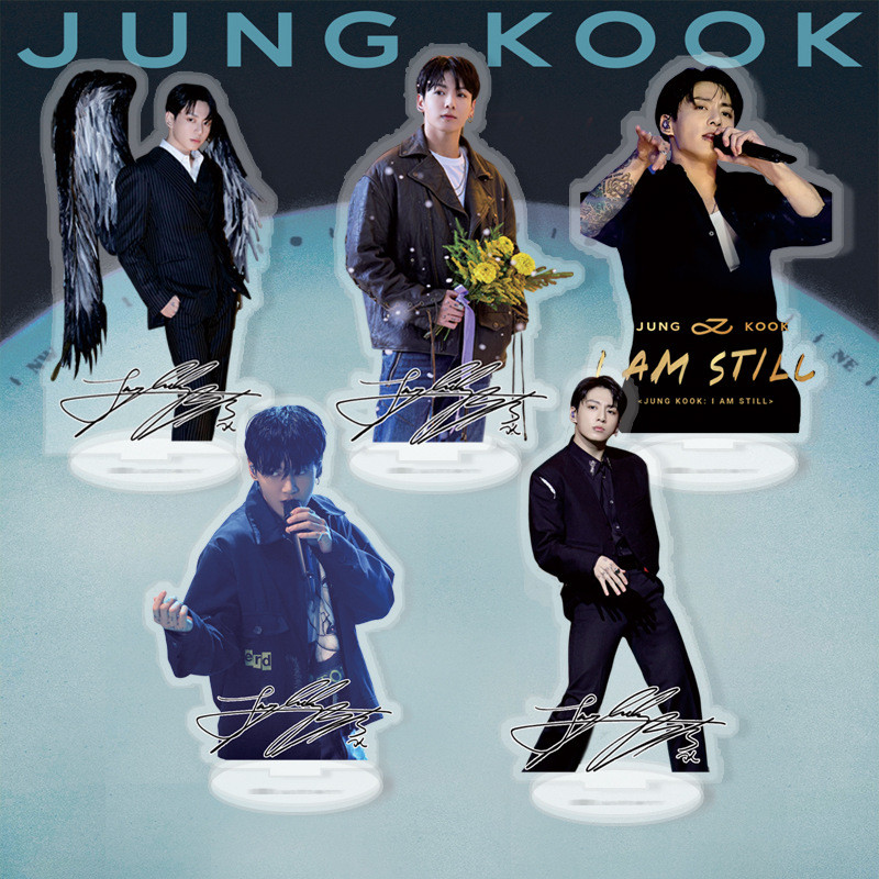 Kpop BTS jungKook อะคริลิคสองด้านยืนแผ่นเครื่องประดับ JK เครื่องประดับตกแต่ง star
