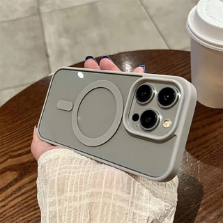 🔥เคส iPhone 17 Air 11 13 16 15 12 14 Pro Max X XR XS Max ไทเทเนียมสีเทาแม่เหล็กสําหรับ หรูหราMatte ปลอกกันกระแทก