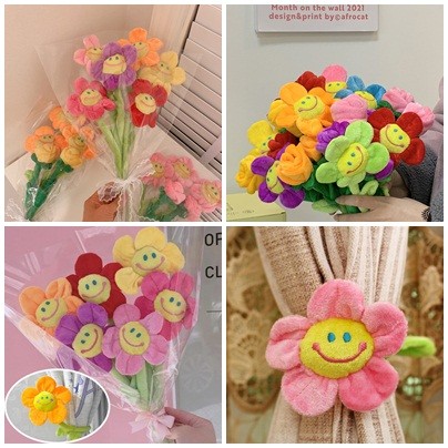 Creative Plush Sunflower Bouquet สนุกบ้านผ้าม่านตกแต่ง Lace-up Party Home Décor