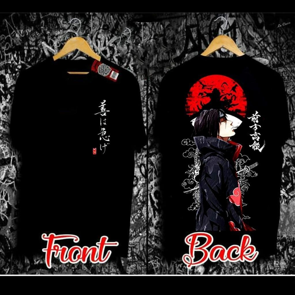 (เสื้อยืดอนิเมะสีดํา) เสื้อยืดอุจิวะอิทาจิ - เสื้อยืดพิมพ์ลาย Nauto