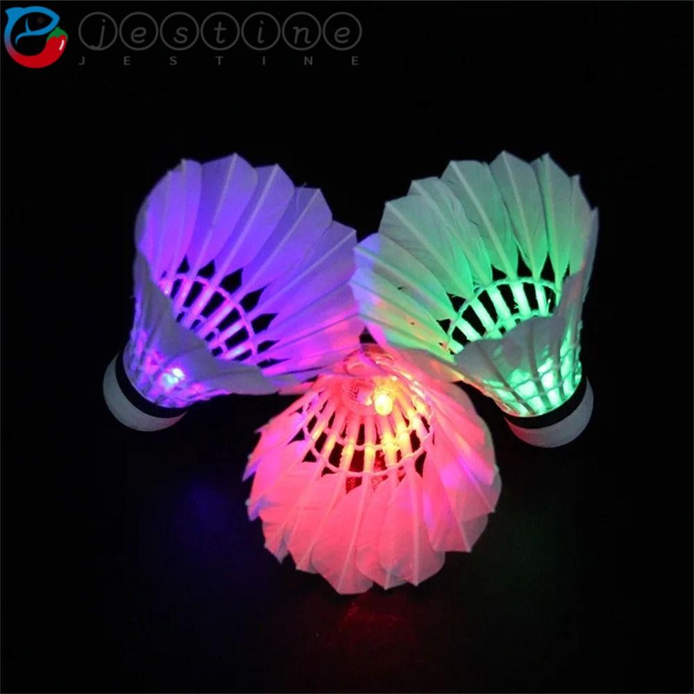 Jestine LED แบดมินตัน, Dark Night Luminous Light แบดมินตัน, ความบันเทิงกีฬาเรืองแสงหัวโฟมที่มีสีสัน Luminous ลูกขนไก่กีฬากลางแจ้ง