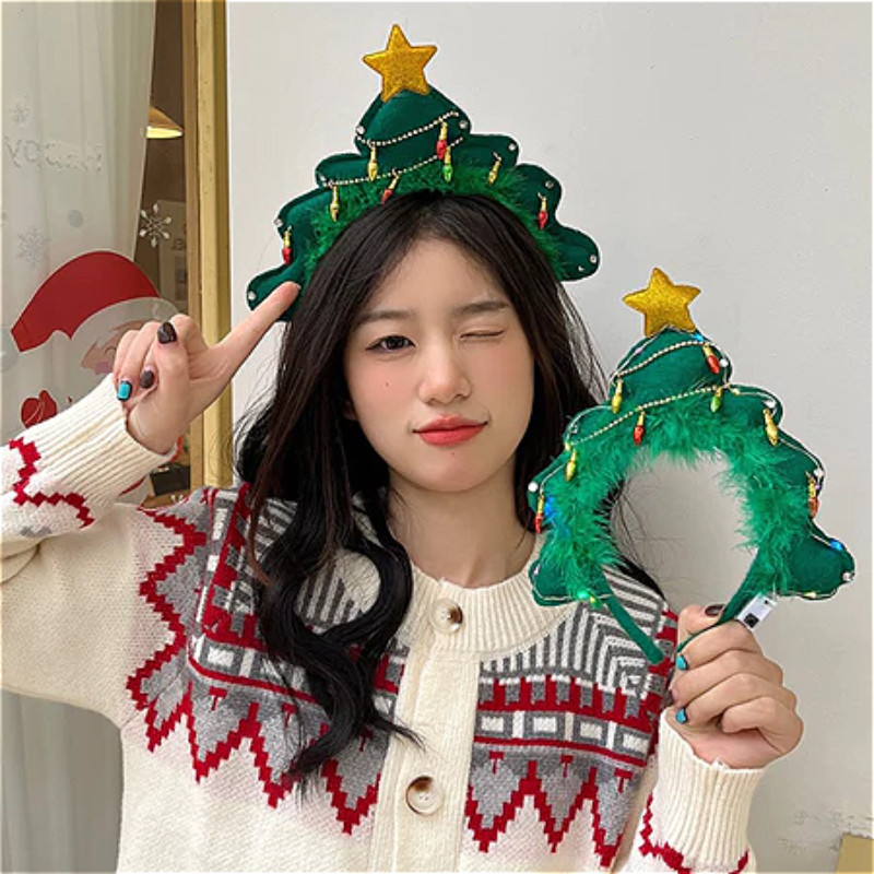 หมวกคริสต์มาส Xmas ที่คาดผมตกแต่งคริสต์มาส 2025 Navidad Party Dressup อุปกรณ์ Navidad ปีใหม่ 2025 ตกแต่ง