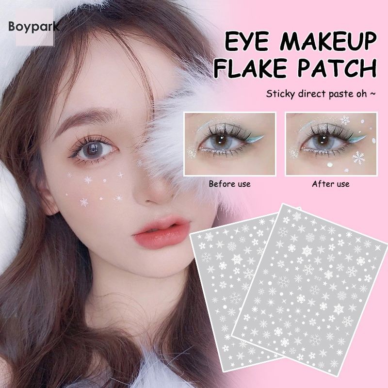 BY.thEye Makeup Snowflake Stickers สติ๊กเกอร์ติดผิวหน้า สติ๊กเกอร์ติดเล็บแบบมีกาวในตัว อุปกรณ์ตกแต่งกลิตเตอร์-BY