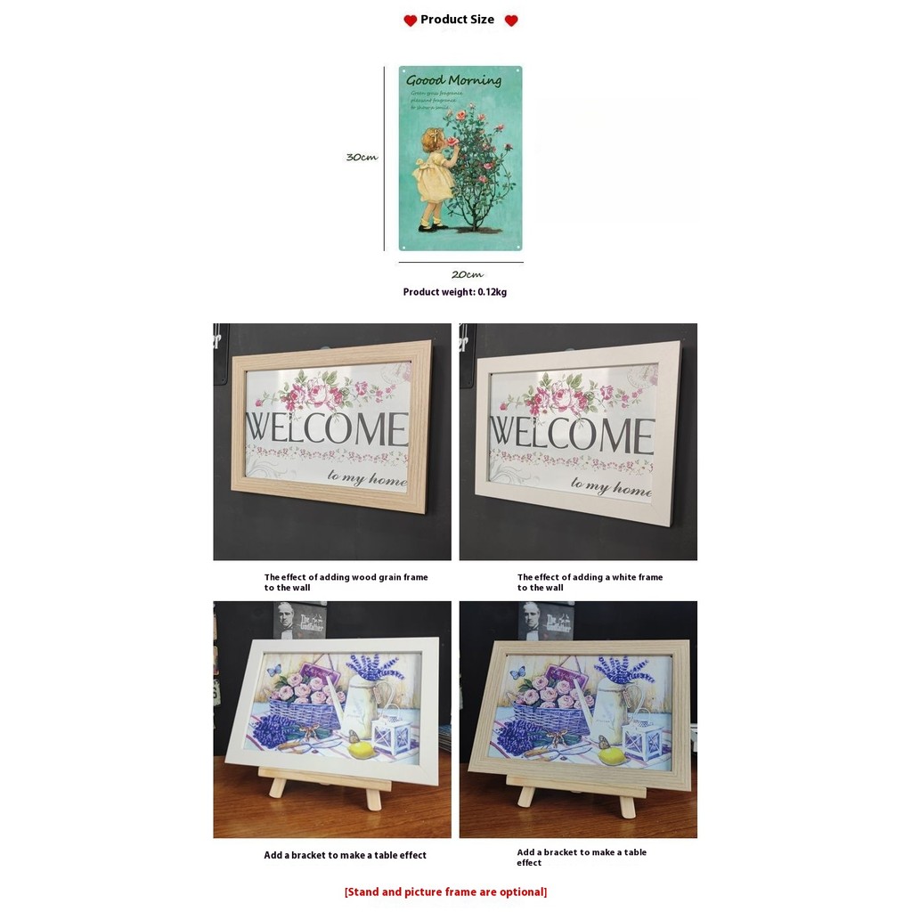 ภาพวาดดีบุกรูปดอกไม้ย้อนยุคสวนระเบียงชนบทผนังกลางแจ้งตกแต่งเก่า - รูปที่ 4