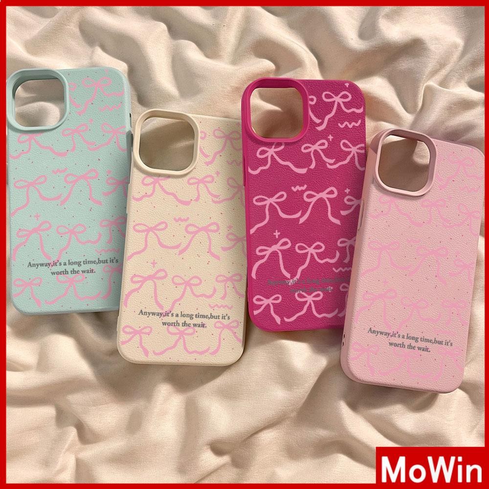 Movin - เคส iPhone 16 Pro Max iPhone 11 เคสหนังเนื้อนิ่มสีแคนดี้ TPU โบว์สีชมพูน่ารัก Compatible With iPhone15 Pro max 14 13 12 Pro max XS XR 7 Plus 8 Plus
