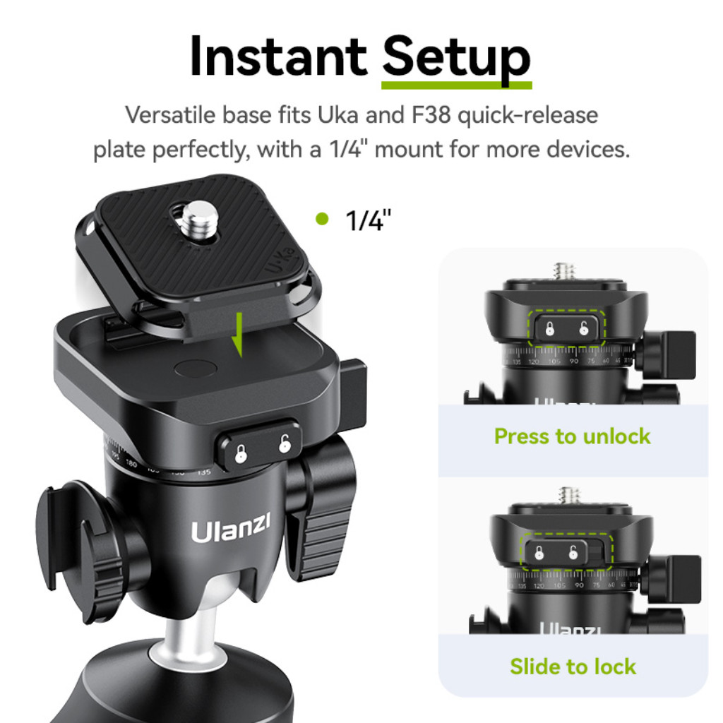 Ulanzi TT38 One-Click Opening Tripod ขาตั้งกล้อง ไม้เซลฟี่ ระบบปลดเร็ว UKA รองรับ DSLR Mirrorless