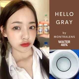 🔥คอนแทคเลนส์❤️Size : L❤️รุ่น Hello (Montra) สี : gray