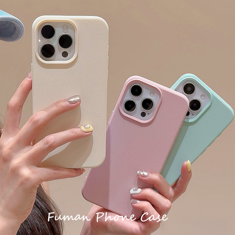 สําหรับ Vivo V40 V30 V39 V27 Pro V23 V21 V21S Y52S Y31S 5G เคสโทรศัพท์สไตล์เกาหลี Macarons นุ่มกันกระแทก LeatherTexture ฝาหลังปลอก