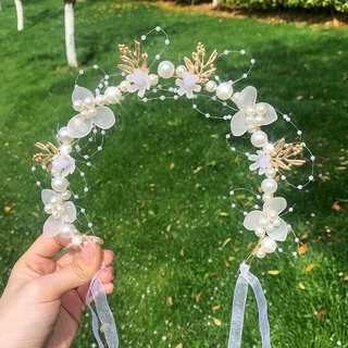 👑พร้อมส่ง👑 มงกุฎดอกไม้สาย สำหรับเจ้าหญิง ✨ ดีไซน์หรูหราพร้อมโบว์ซาติน ✔ ชุดแต่งงาน-วันเกิด-ถ่ายรูป