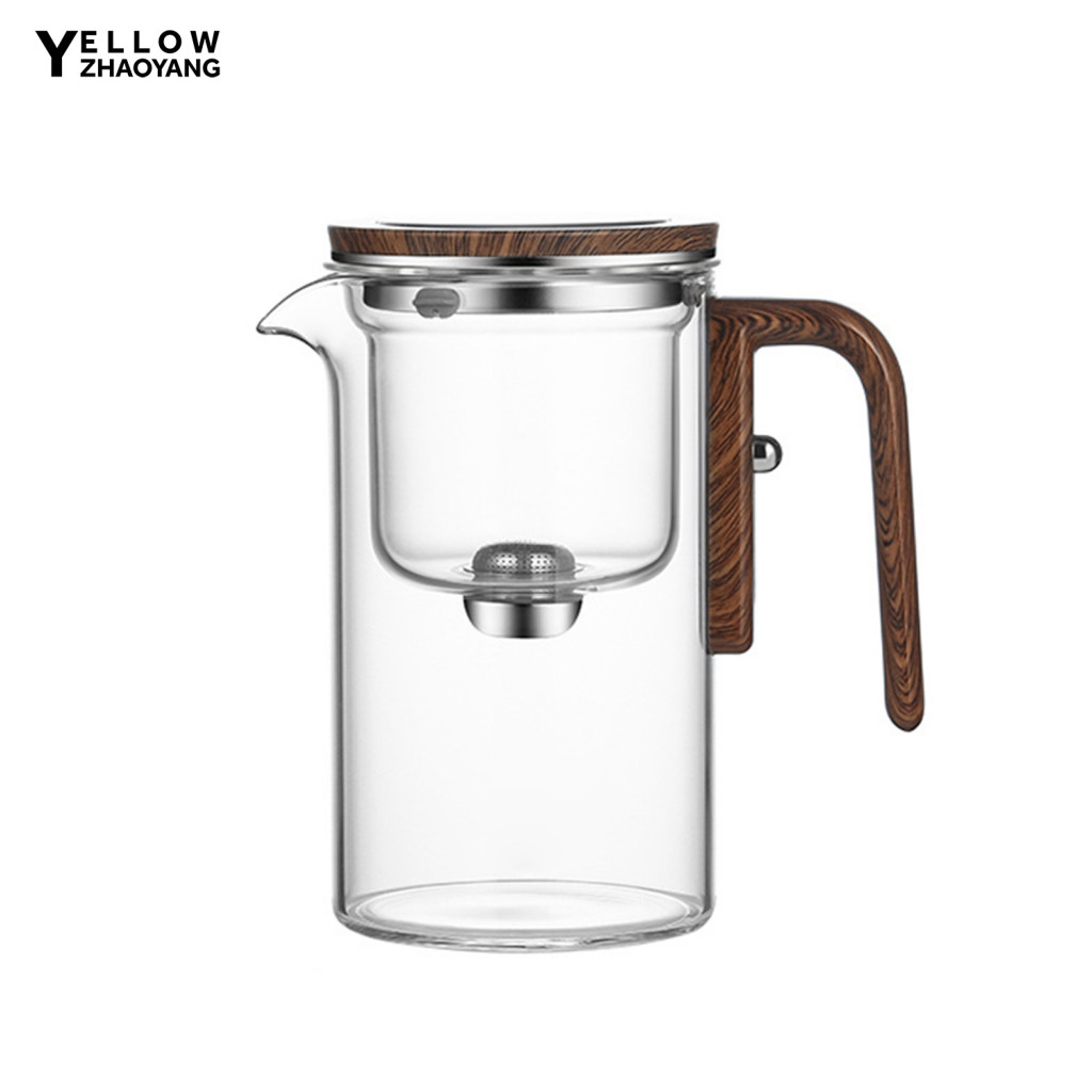 Witchcraft กาน้ําชา Anti-scald กาน้ําชาแก้วทําด้วยมือพร้อม Infuser และด้ามไม้เหมาะสําหรับ Brewing Tea หยดฟรีพวยเหมาะสําหรับผู้ซื้อเอเชียตะวันออกเฉียงใต้