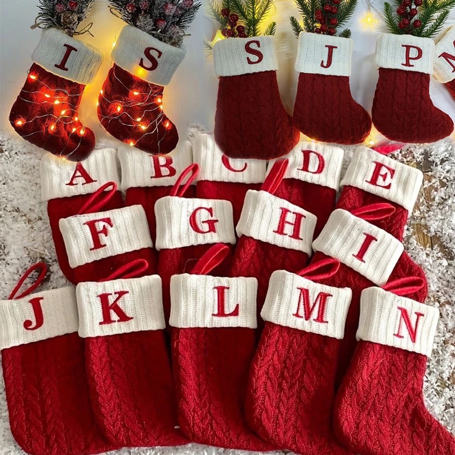 1 PC ถุงเท้าคริสต์มาส Xmas Tree จี้ตกแต่งของขวัญปีใหม่ถุงขนม Xmas Tree ถักถุงเท้าแขวนเครื่องประดับสําหรับ Xmas Eveing