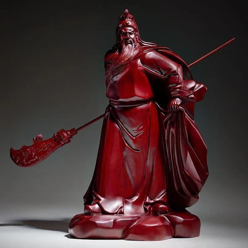 W ไม้แกะสลัก Guan Gong ตกแต่งห้องนั่งเล่นหน้าแรก God of Wealth ตกแต่ง Feng Shui Craft ของขวัญ Shop วันรับเงินเปิดของขวัญให้
