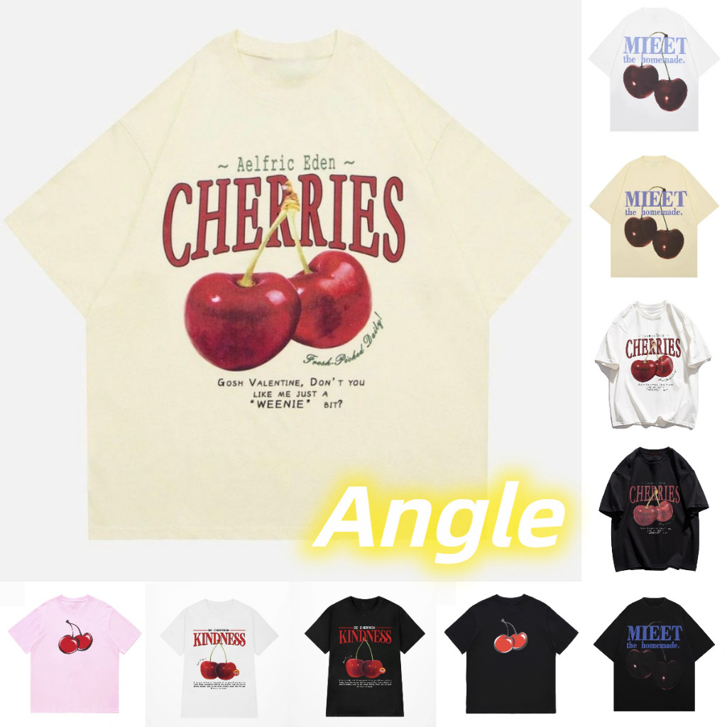 （ จัดส่งตลอด 24 ชั่วโมง ）Angle Official T-shirt เสื้อยืดคอกลมผ้าฝ้ายธรรมดา ลายน่ารัก cotton100%