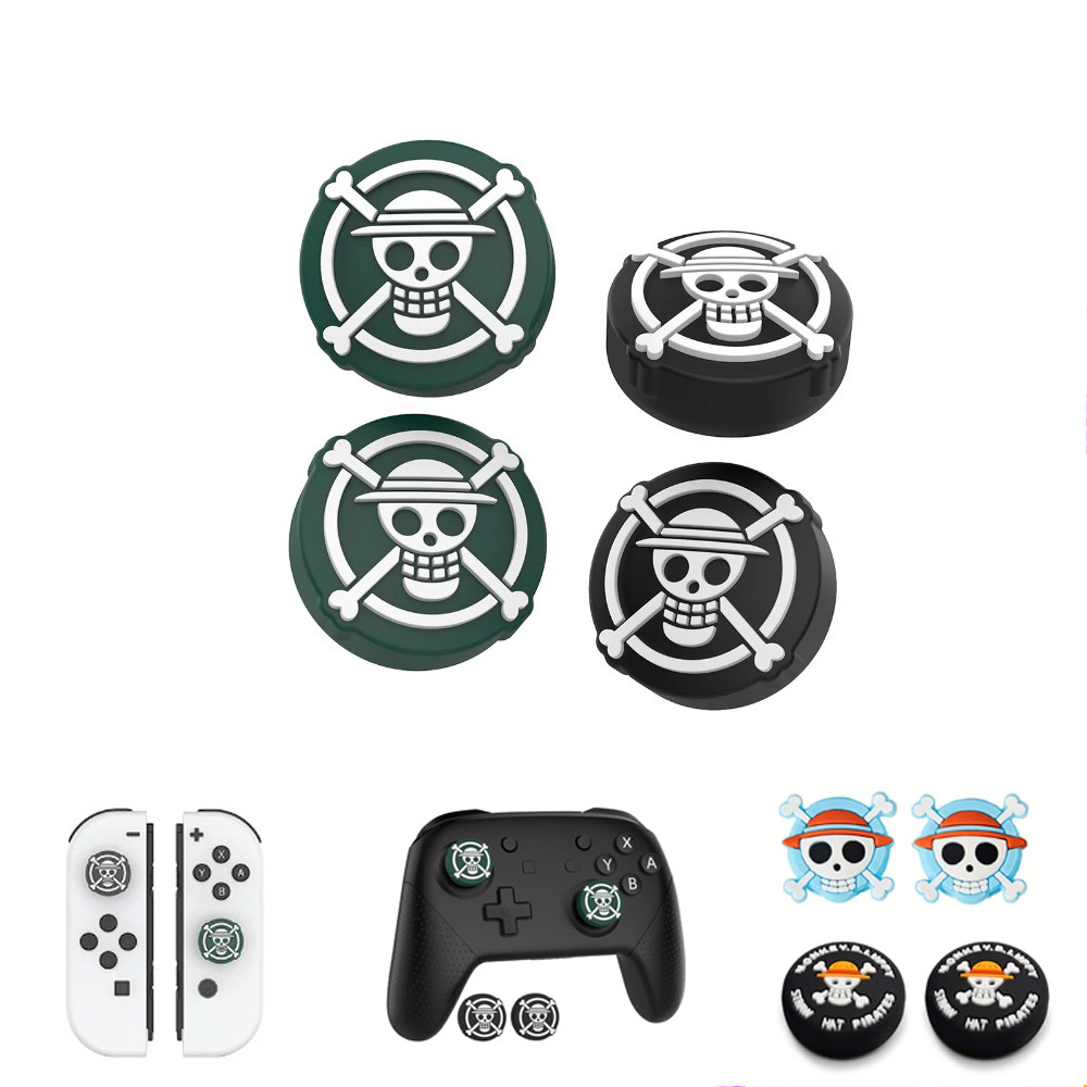 One Piece ซิลิโคน Skull Design Thumb Grips ฝาครอบ Analog Thumb Stick จอยสติ๊กหมวกใช้งานร่วมกับ Nintendo Switch PS5 PS4 XBOX Switch Pro