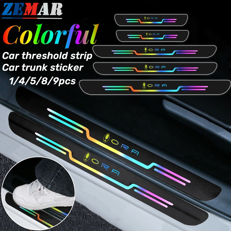 Ora good cat 07 สติกเกอร์ติดธรณีประตูรถยนต์ สติกเกอร์สะท้อนแสงสีสันสดใส ป้องกันรอยขีดข่วนป้องกัน สติกเกอร์ป้องกันท้ายรถ