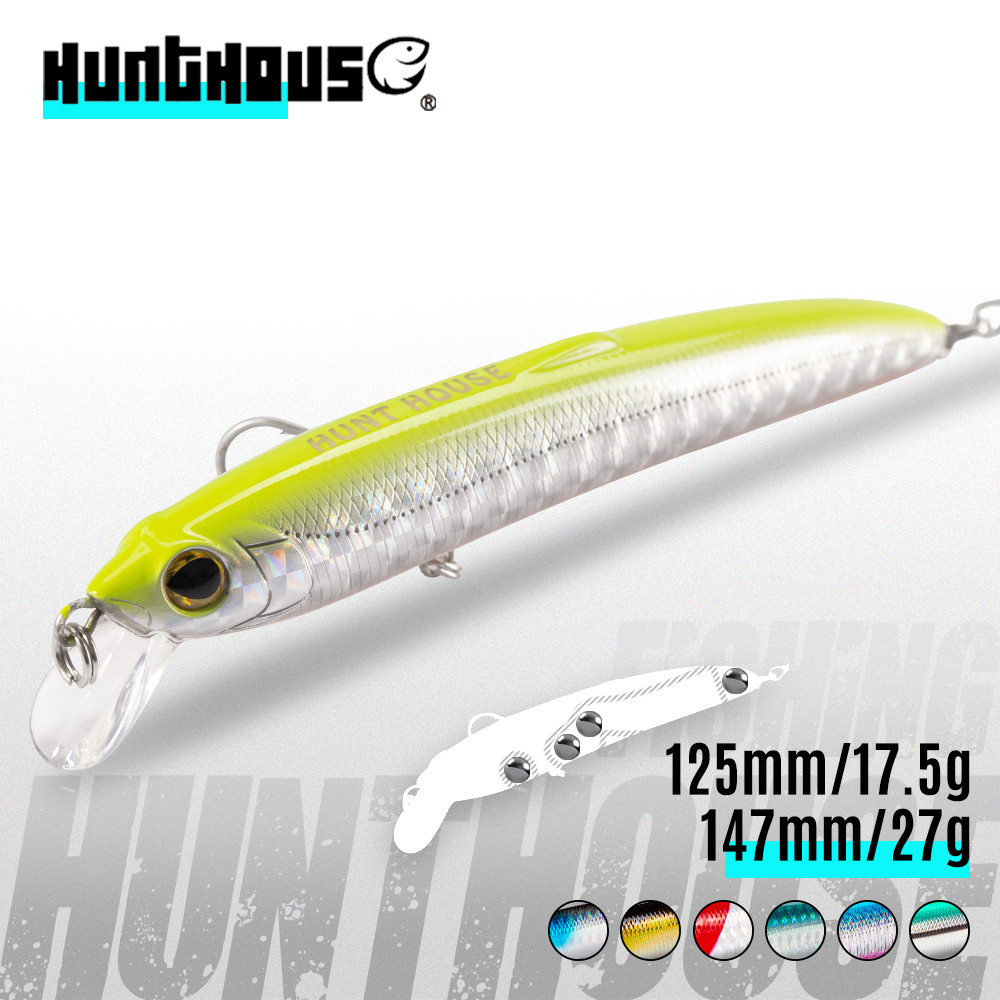 Hunthouse Saruna Minnow Fishing Lure 90&125&147 มม.8&17.5&27g Jerkbait Hard Minnow เหยื่อสําหรับปลากะพงล่อประดิษฐ์ Jerk เหยื่อ