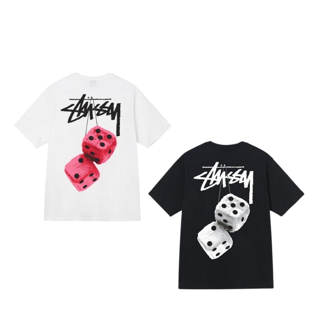 2024 Kaos Stussy Fuzzy Dice TShirt 100% Cotton Seasonal Creation Tee สไตล์ขนาดใหญ่ Cal เสื้อยืด S-5XLUnisexSize S-5XL
