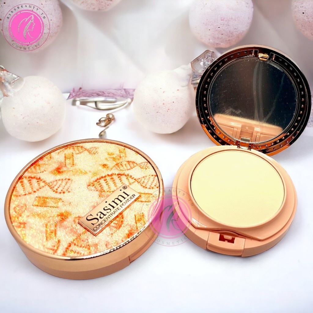 Sasimi BB Powder Moistur แป้งพัฟผสมรองพื้น แบบตลับ 2 ชั้น คุมความมัน ปกปิดเรียบเนียน กันแดด กันน้ำ