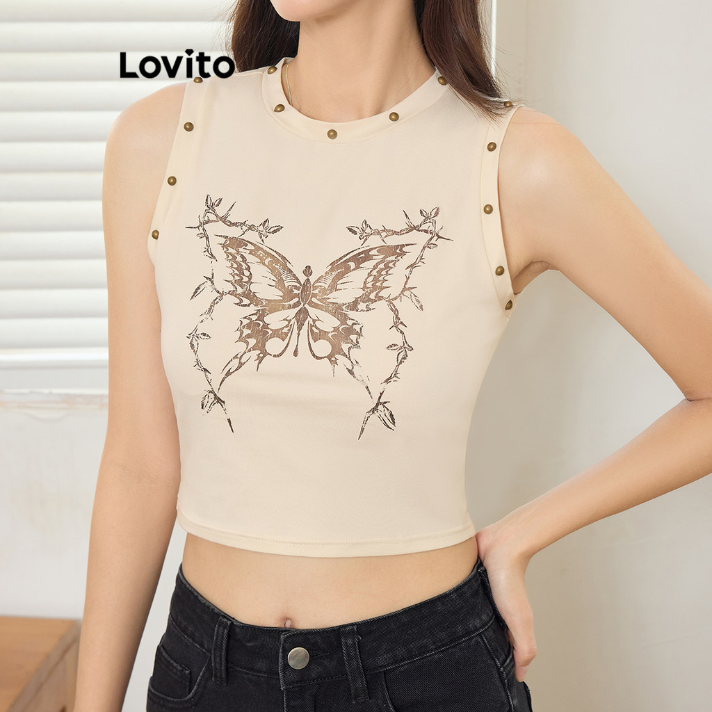 Lovito เสื้อกล้าม สีบล็อกลำลองสำหรับผู้หญิง L104ED454