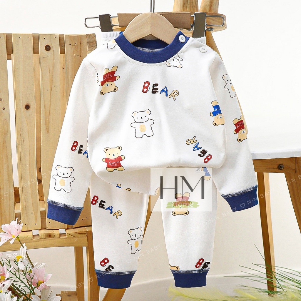 ชุดนอนแขนยาว ขายาว เสื้อผ้าเด็ก ชุดนอนกันหนาว ผ้าcotton อายุ6เดือน-3ปี - รูปที่ 4