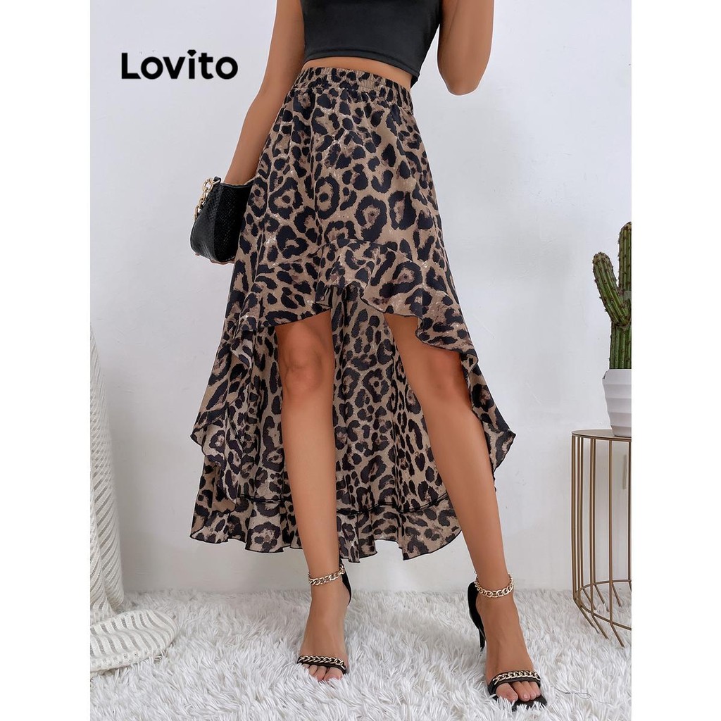 Lovito ดอกไม้สบาย ๆ ดอกไม้กระโปรงสูงต่ำสำหรับผู้หญิง LNE72757