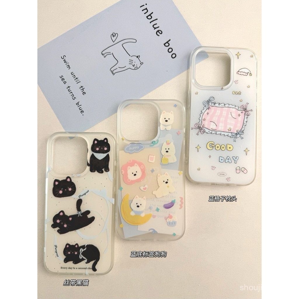 เคสโทรศัพท์สำหรับแมวและสุนัข15PROMAX iphone16ไอโฟน14นุ่ม13หญิง12รุ่นใหม่11xr สองชั้น w6cg