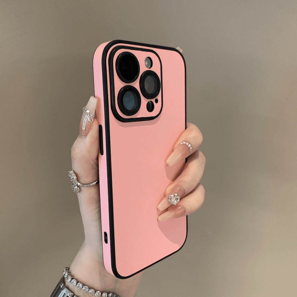 เคสโทรศัพท์หนังสี่ด้านสีขาวหรูหราสําหรับ ไอโฟน15 มือโปร สูงสุด 14 13 12 11 มือโปร สูงสุด ปลอกกล้องป้องกันการกระแทกมาพร้อมกับฟิล์มเลนส์ป้องกันฮาร์ดปกหลัง