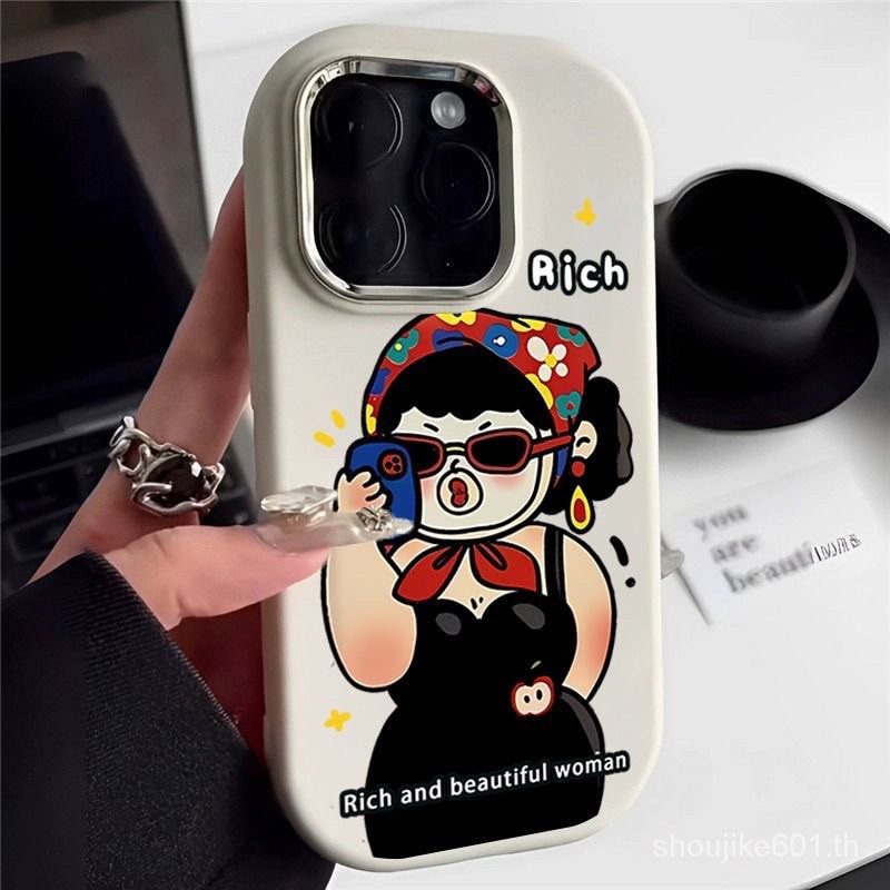 ปากมุ่ยเซลฟี่สาวเหมาะสำหรับ Apple 16PM เคสมือถือ Apple 16/13/12 Fat Pun Apple X/กรอบโลหะนุ่ม