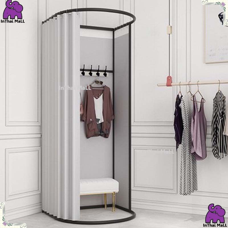 ห้องแต่งตัว ห้อง FITTING ROOM (ห้องเปลี่ยนเสื้อ) โครงดำ ไซต์มาตรฐาน สีดำ ใช้สำหรับลองชุด เปลี่ยนเสื้อ