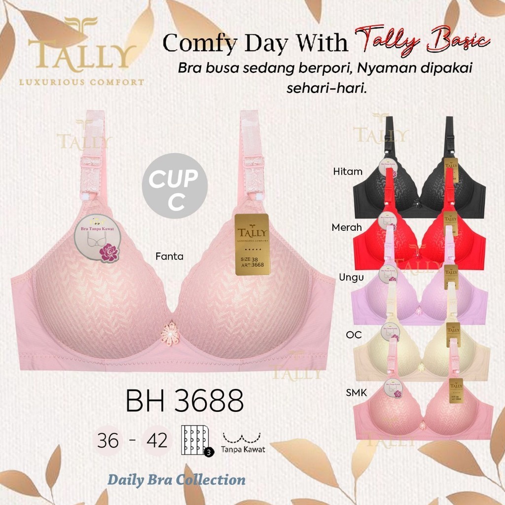 KATUN SALLY BRA BH 3688 I CUP CI 3/4 CUP I MEDIUM FOAM I WIRELESS I HOOK 3 I SIZE 36 - 42 I POROUS C